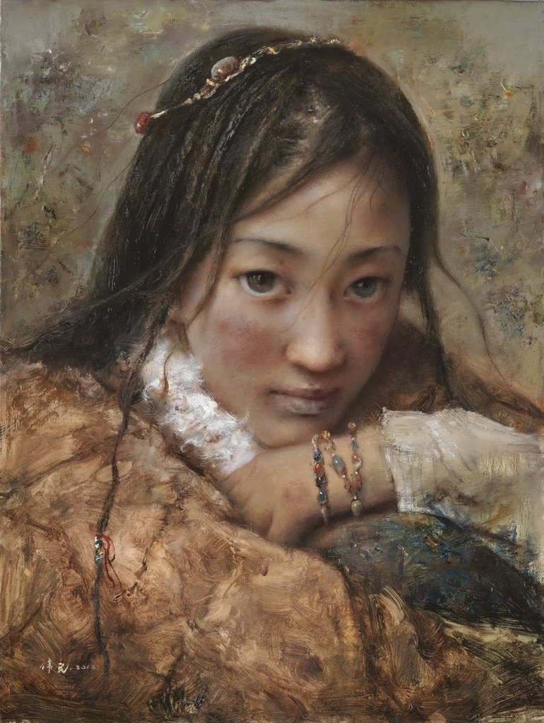 唐伟民(Tang Wei Min)-www.kaifineart.com-6.jpg - 唐偉民  人物油畫  (藏族少女)