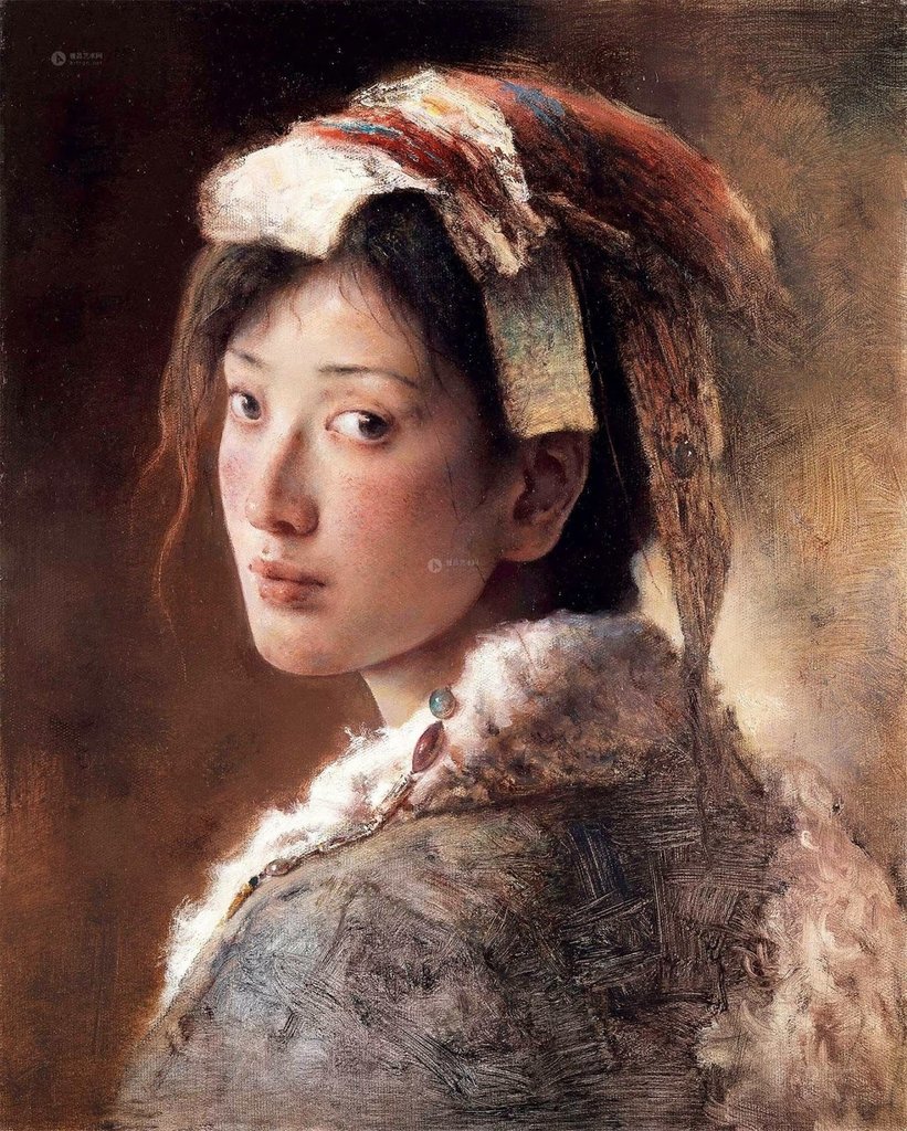 唐伟民(Tang Wei Min)-www.kaifineart.com-3.jpg - 唐偉民  人物油畫  (藏族少女)