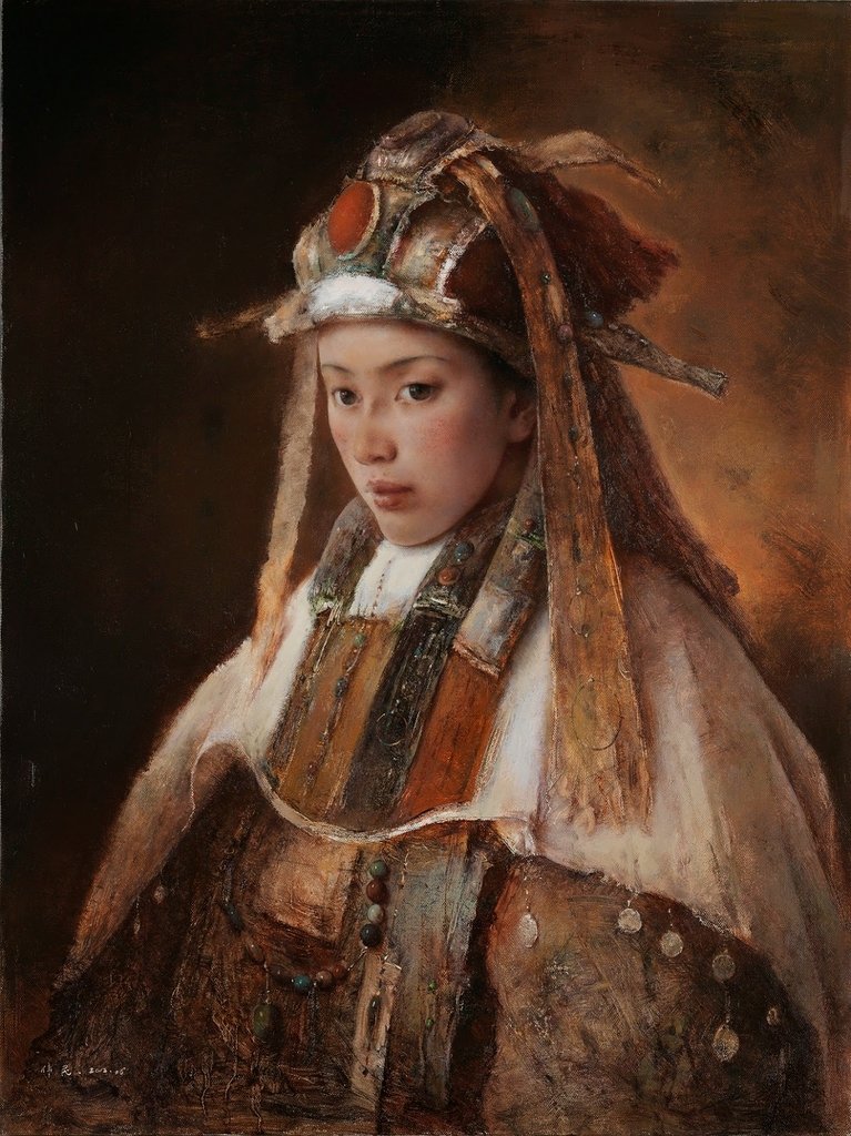 唐伟民(Tang Wei Min)-www.kaifineart.com-11.jpg - 唐偉民  人物油畫  (藏族少女)